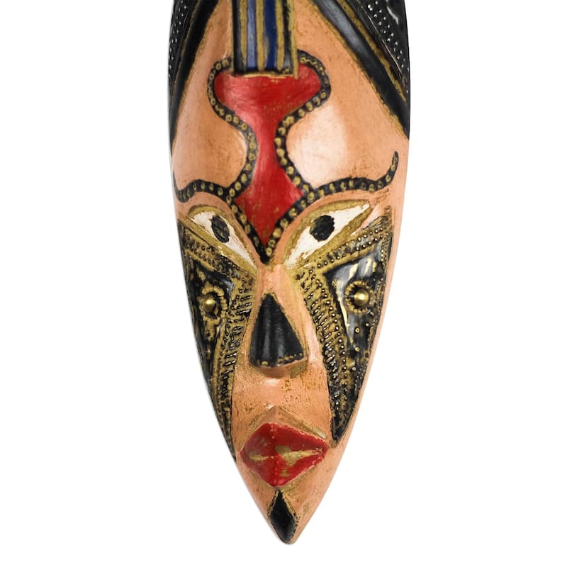Handmade Medo African Wood Mask (Ghana) - Multi-Color
