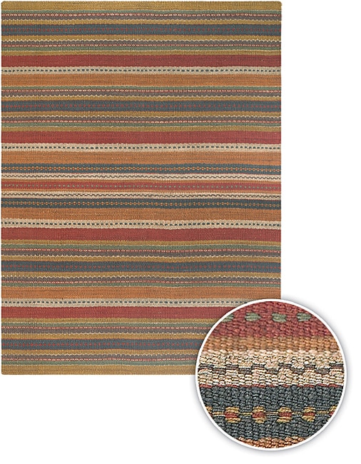 Handmade Transitional Mandara Striped Rug (8 X 11)