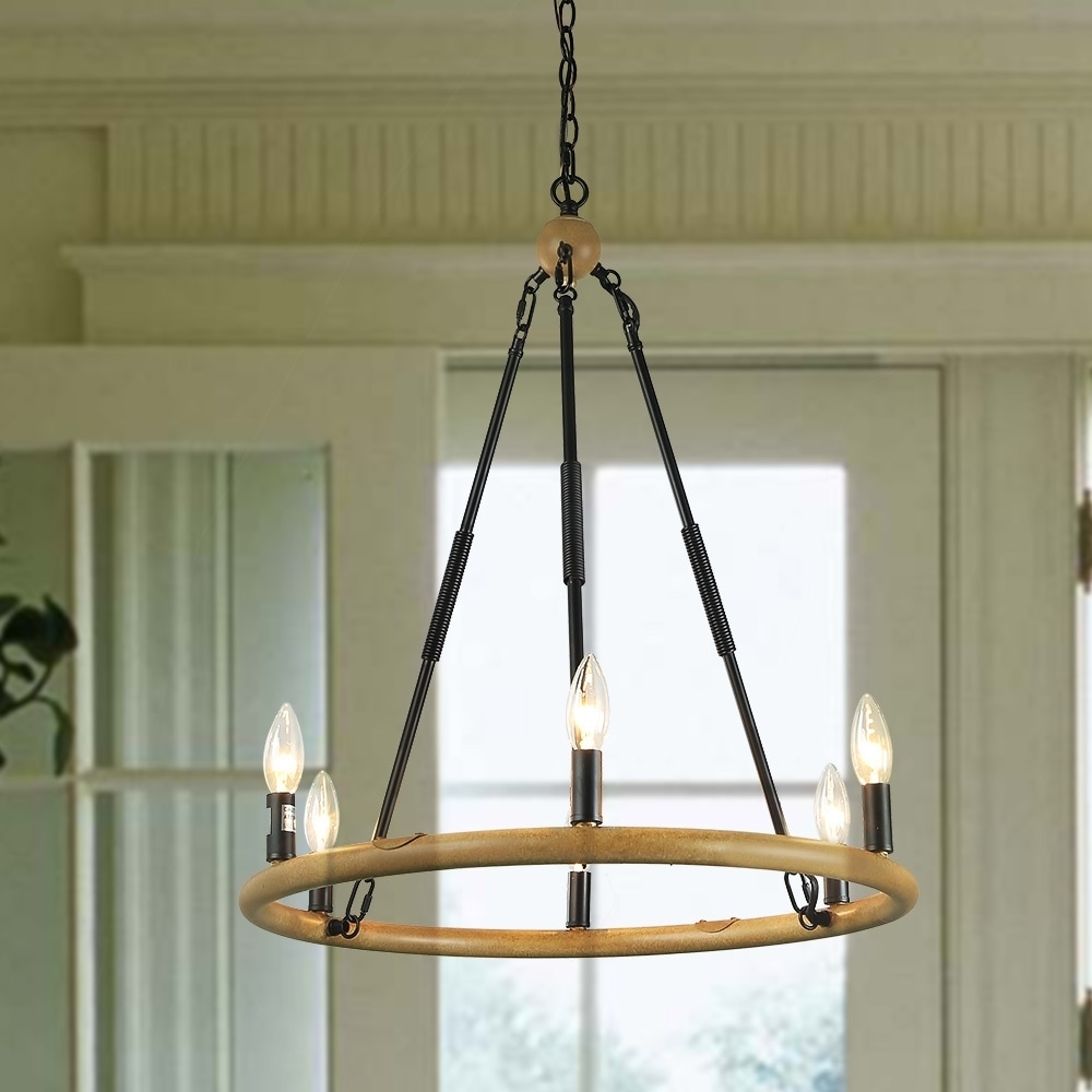 The Gray Barn Joyful Stream 6-light Pendant Lighting Rustic Iron Chandeliers for Kitchen Island - Chandeliers For Bedrooms by Overstock.com