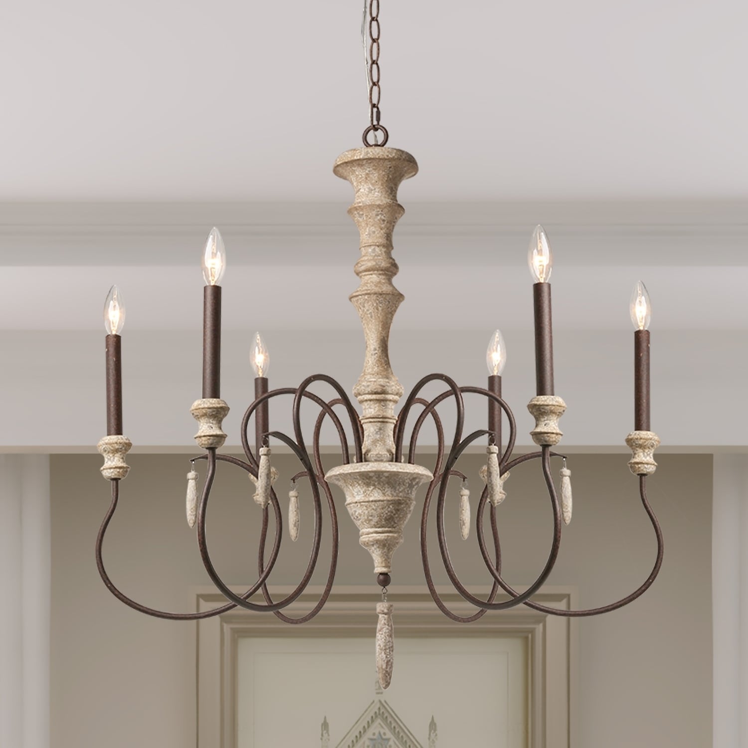 French Country Wooden Chandelier Lighting Fixture N A French Country Wooden Chandelier Lighting Fixture N A