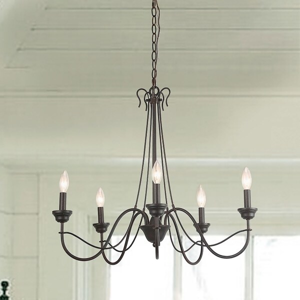 Copper Grove Valletta 5-light Rustic Pendant Chandelier with Curved Arms - Chandeliers For Bedrooms by Overstock.com