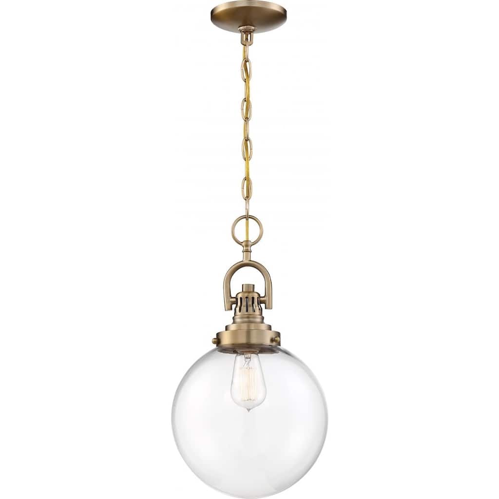 Skyloft 1-Light Pendant Fixture Burnished Brass Finish with Clear Glass - N/A