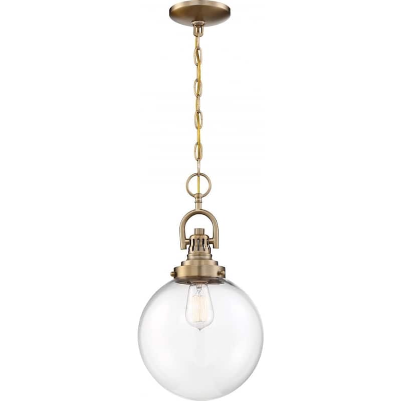 Skyloft 1-Light Pendant Fixture Burnished Brass Finish with Clear Glass - N/A