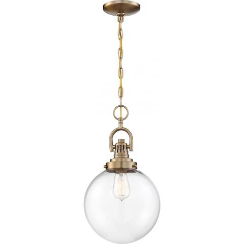 Skyloft 1-Light Pendant Fixture Burnished Brass Finish with Clear Glass