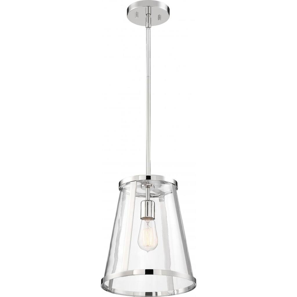 Bruge 1-Light Pendant Fixture Polished Nickel Finish with Clear Glass - N/A