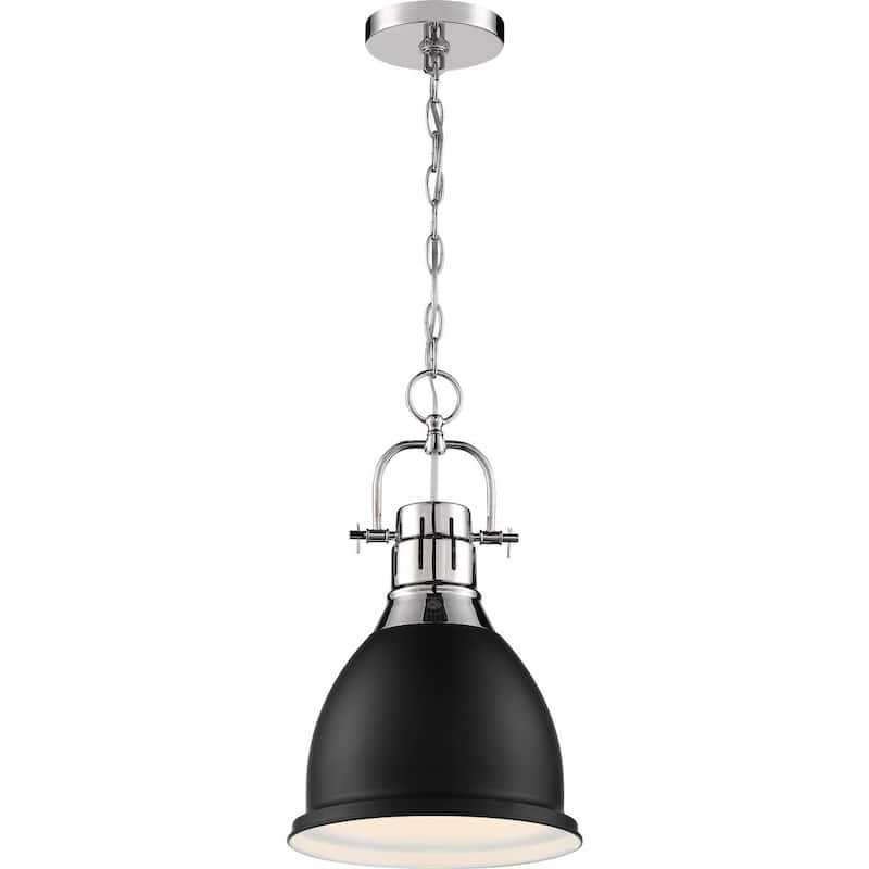 Watson 1-Light Pendant Fixture Polished Nickel Finish with Matte Black Shade - N/A - N/A