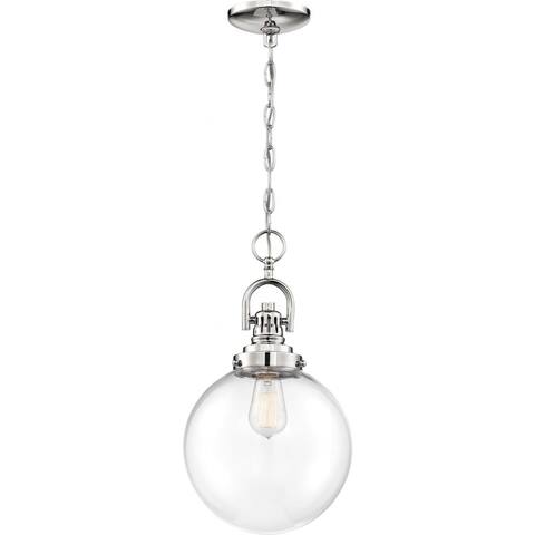 Skyloft 1-Light Pendant Fixture Polished Nickel Finish with Clear Glass