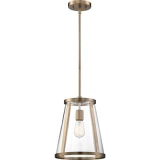 Bruge 1-Light Pendant Fixture Burnished Brass Finish with Clear Glass - N/A