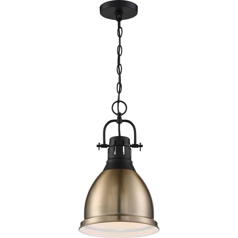 Watson 1-Light Pendant Fixture Matte Black and Burnished Brass Finish - N/A