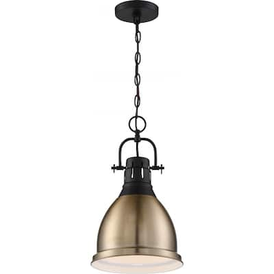 Watson 1-Light Pendant Fixture Matte Black and Burnished Brass Finish - N/A