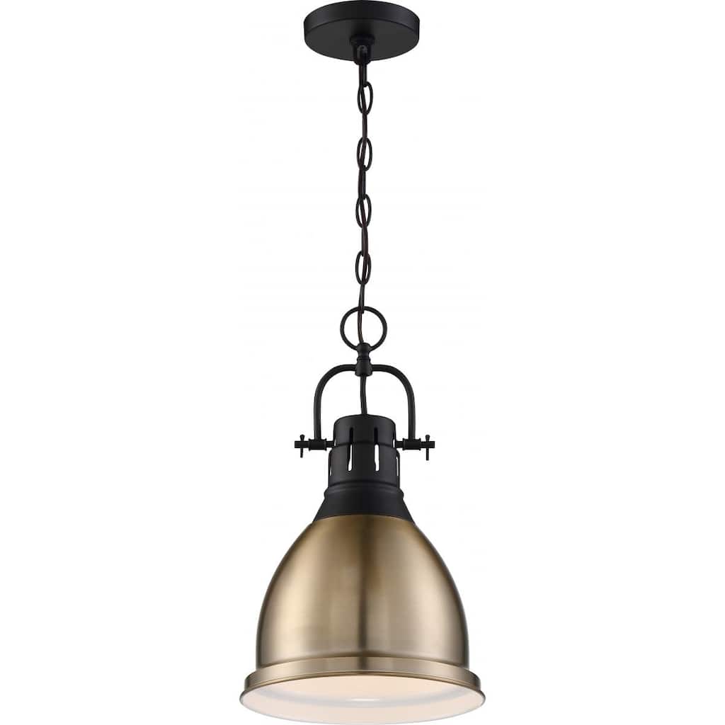 Watson 1-Light Pendant Fixture Matte Black and Burnished Brass Finish - N/A