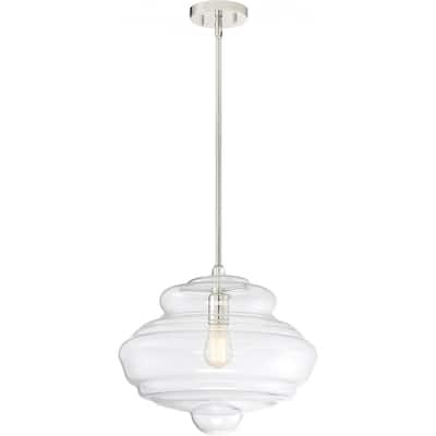 Storrier 1-Light Pendant Fixture Polished Nickel Finish with Clear Glass - N/A