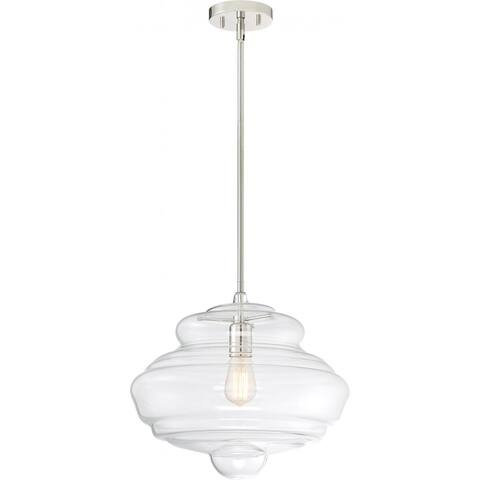 Storrier 1-Light Pendant Fixture Polished Nickel Finish with Clear Glass