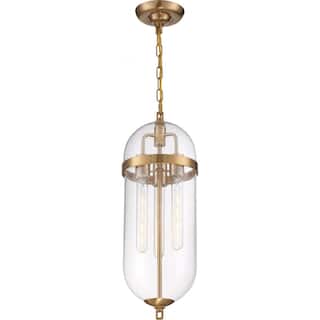 Fathom 3-Light Pendant Fixture Natural Brass Finish with Clear Glass