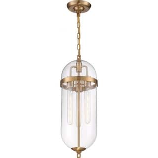 Fathom 3-Light Pendant Fixture Natural Brass Finish with Clear Glass