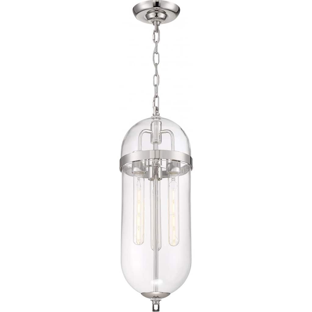 Fathom 3-Light Pendant Fixture Polished Nickel with Clear Glass