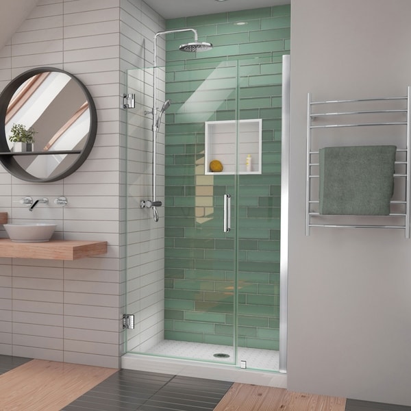 DreamLine Unidoor-LS 42-43 in. W x 72 in. H Frameless Hinged Shower Door with L-Bar - 42" - 43" W