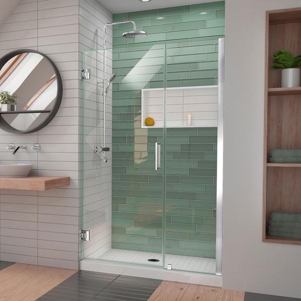 DreamLine Unidoor-LS 43-44 in. W x 72 in. H Frameless Hinged Shower Door with L-Bar - 43" - 44" W