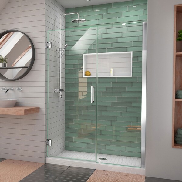 DreamLine Unidoor-LS 48-49 in. W x 72 in. H Frameless Hinged Shower Door with L-Bar - 48" - 49" W