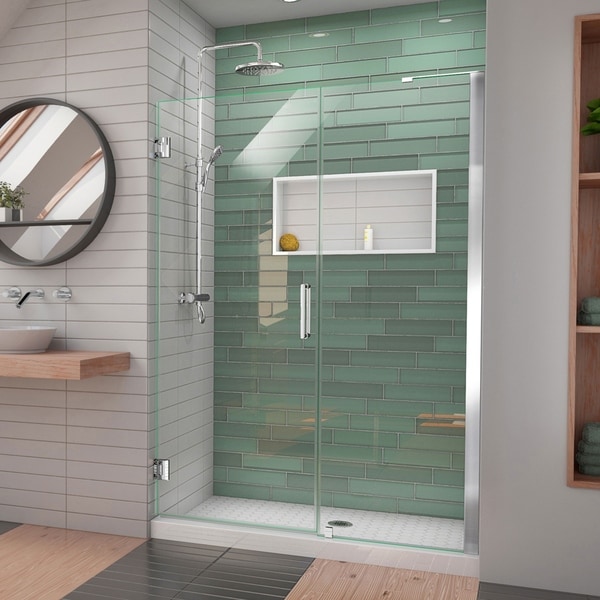 DreamLine Unidoor-LS 49-50 in. W x 72 in. H Frameless Hinged Shower Door with L-Bar - 49" - 50" W