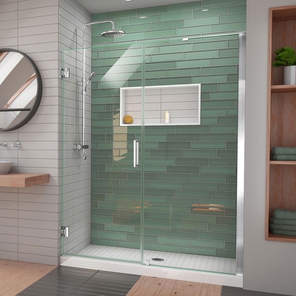 DreamLine Unidoor-LS 53-54 in. W x 72 in. H Frameless Hinged Shower Door with L-Bar - 53" - 54" W