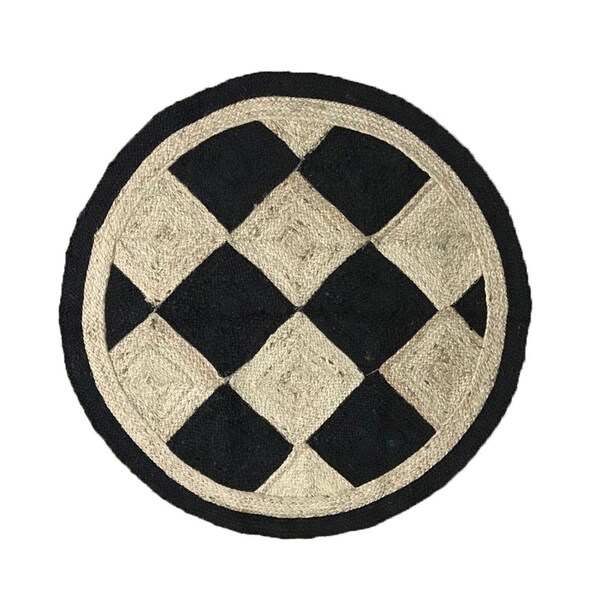 Checkers Jute Braid Round shape Area Rug - 72" Round