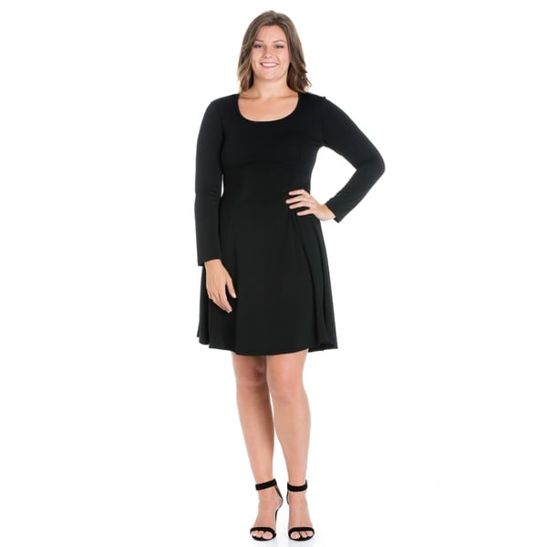 long sleeve skater dress plus size