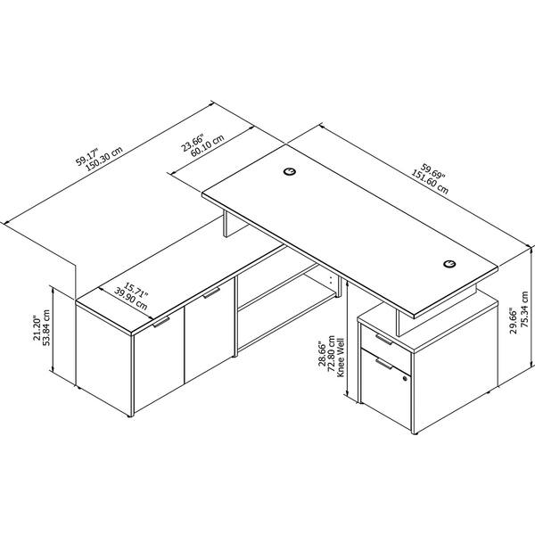 Shop Jamestown 60w L Shaped Desk With Drawers By Bush Business