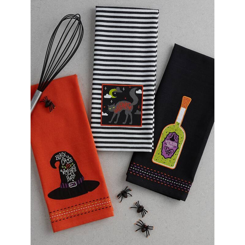 DII Halloween Embellished Dishtowel Set/3