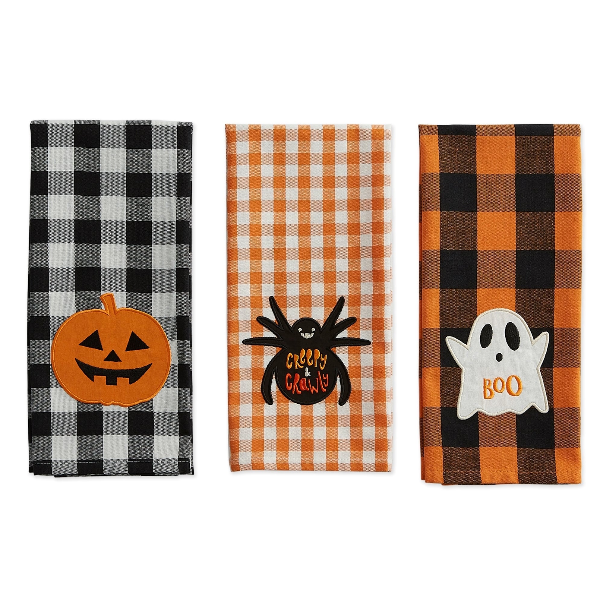 Design Imports Halloween Embellished Kitchen Towel Set of 3