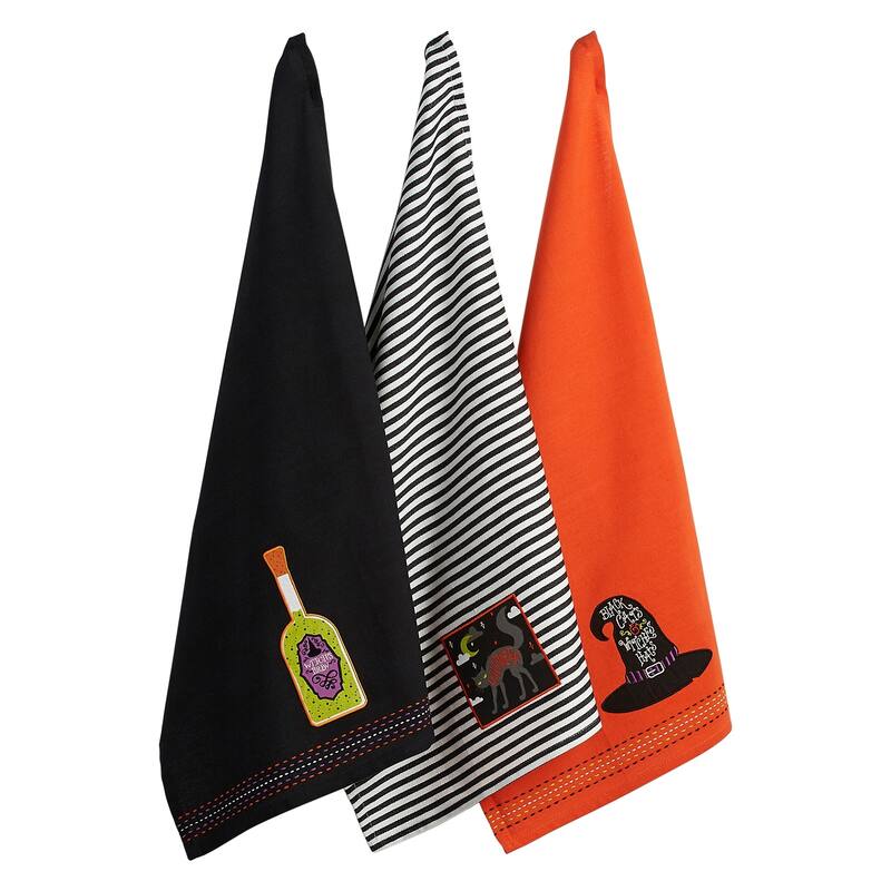 DII Halloween Embellished Dishtowel Set/3 - Bewitched