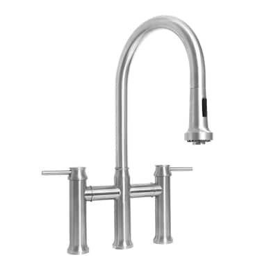 Whitehaus Collection Bridge Faucet with Pull Down Spray Head