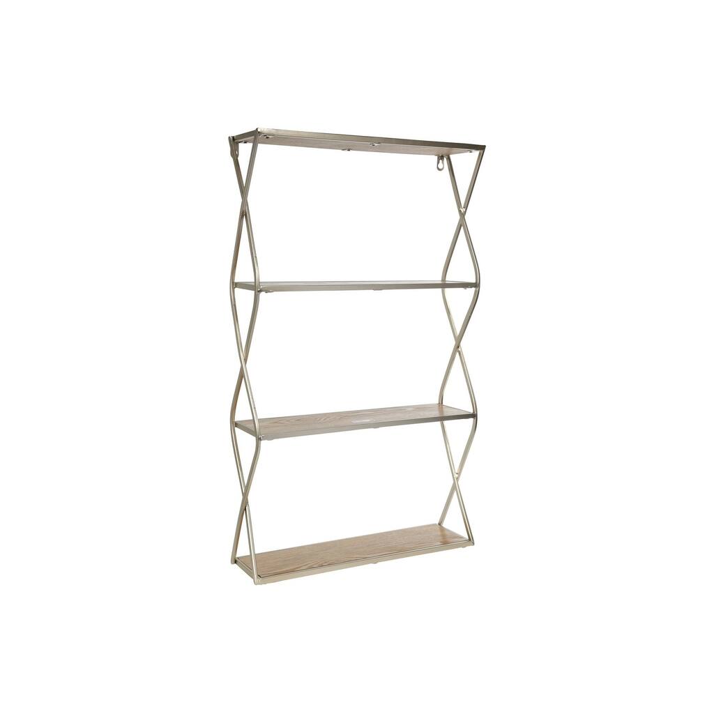 UTC31103: Metal Rectangle Wall Shelf with Side Criss Cross Design, 3 Tier Metallic Finish Champagne - N/A