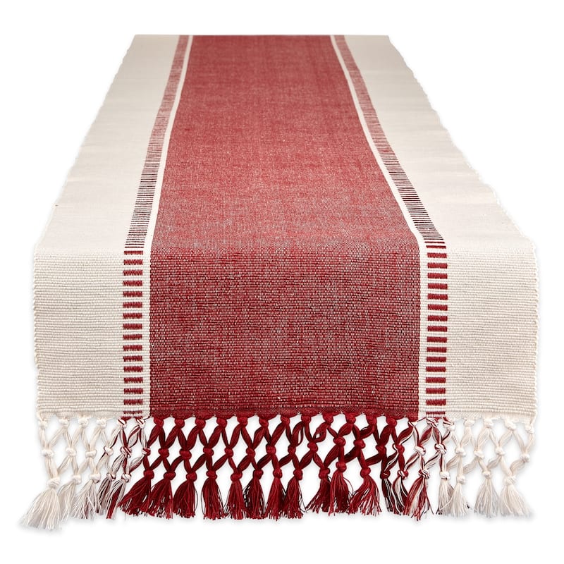 Porch & Den Cree Dobby Stripe Table Runner - 13x108 - Barn Red