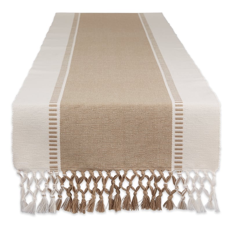 Porch & Den Cree Dobby Stripe Table Runner - 13x72 - Stone