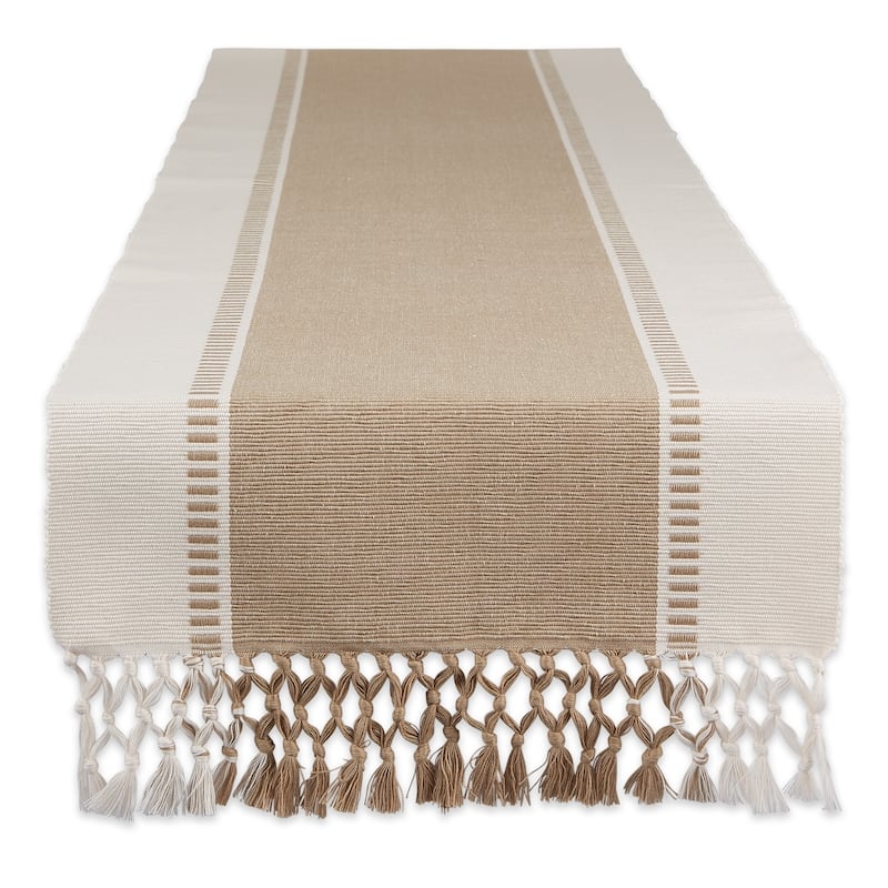 Porch & Den Cree Dobby Stripe Table Runner - 13x108 - Stone