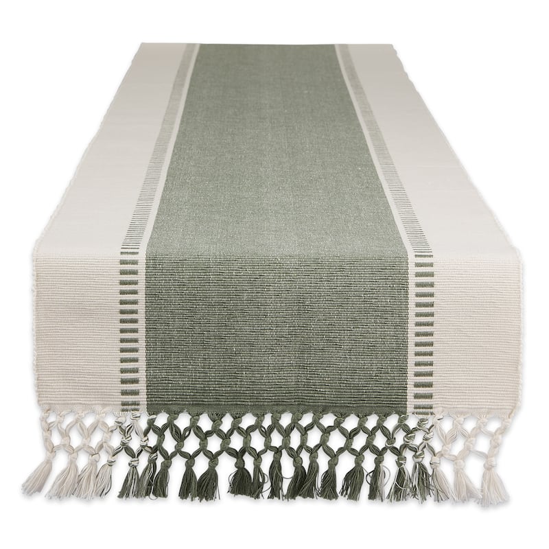 Porch & Den Cree Dobby Stripe Table Runner - 13x72 - Artichoke Green
