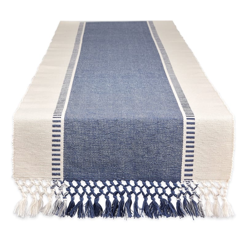 Porch & Den Cree Dobby Stripe Table Runner - 13x72 - French Blue