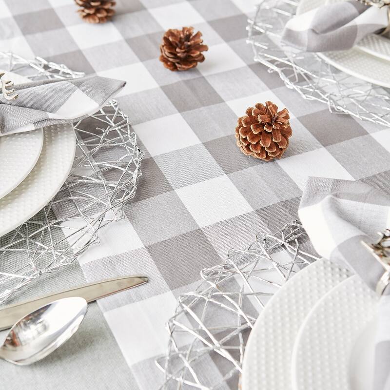 DII Gray & White Buffalo Check Table Runner