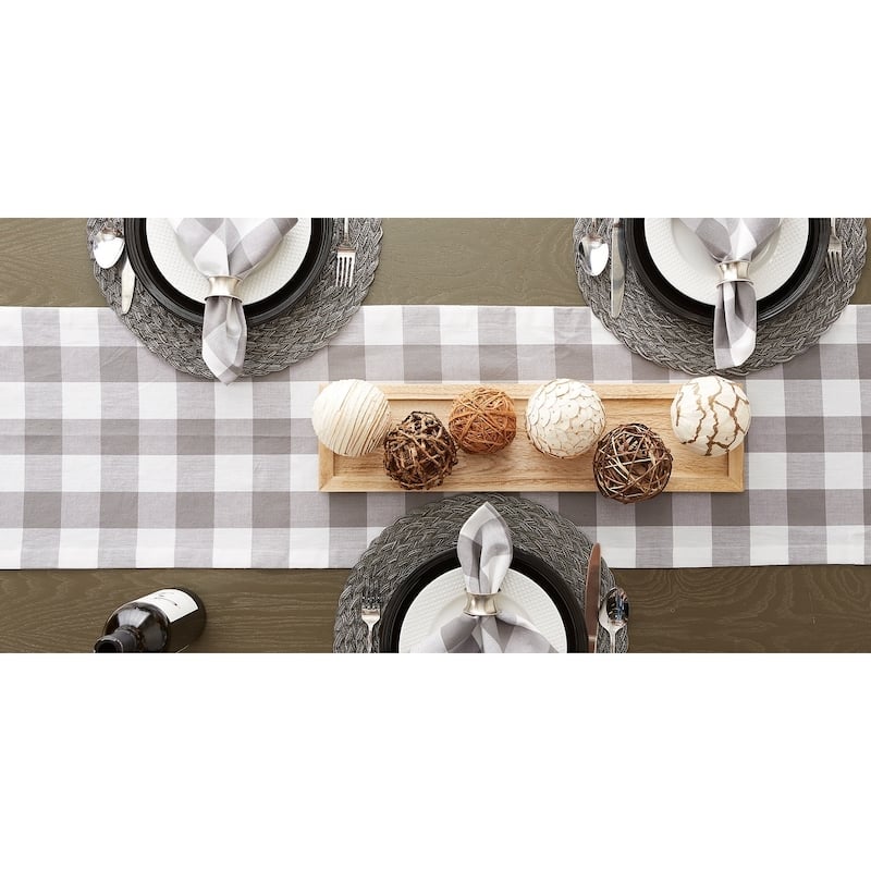 DII Gray & White Buffalo Check Table Runner