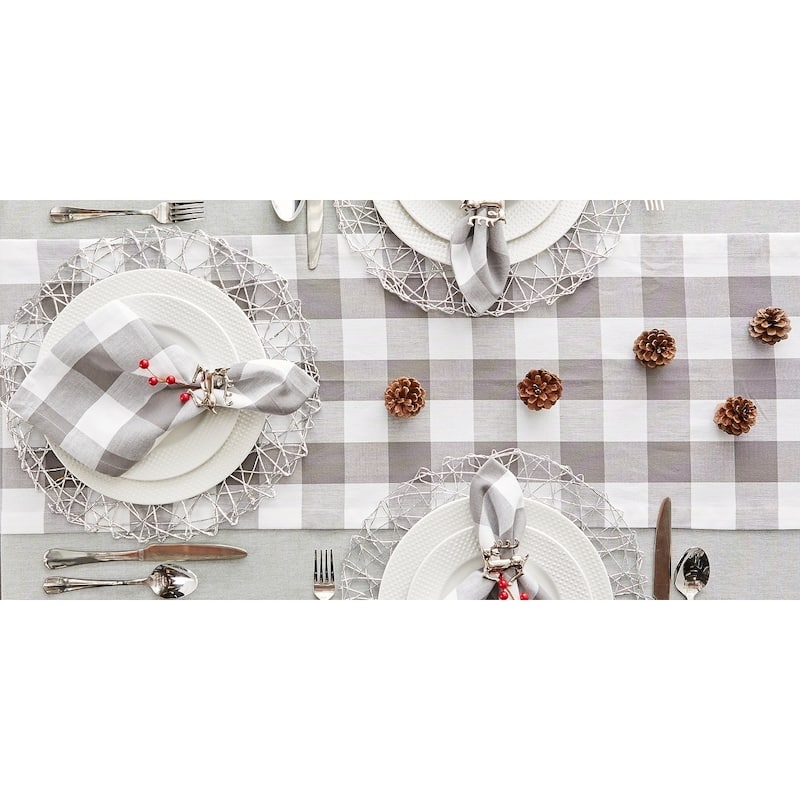 DII Gray & White Buffalo Check Table Runner