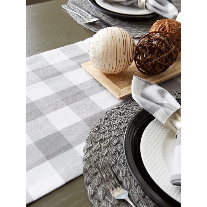 DII Gray & White Buffalo Check Table Runner