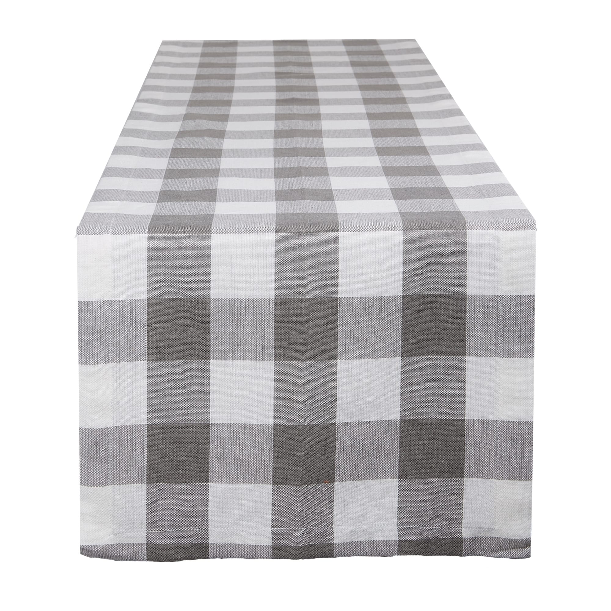 DII Gray & White Buffalo Check Table Runner