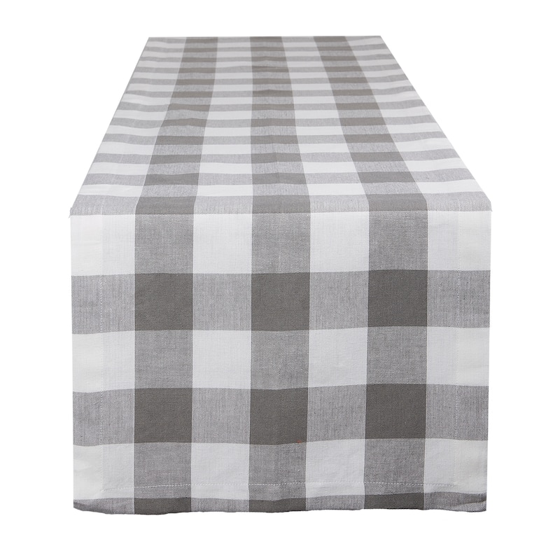 DII Gray & White Buffalo Check Table Runner