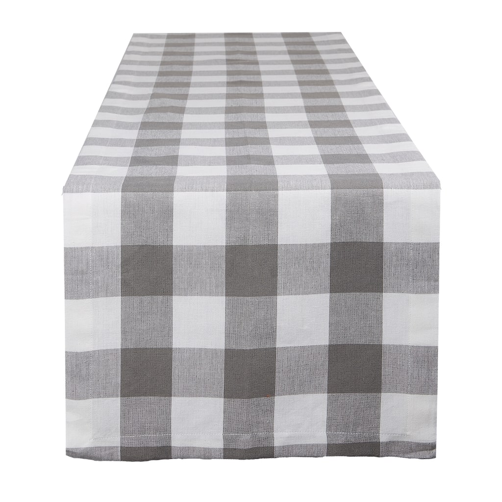 DII Gray & White Buffalo Check Table Runner