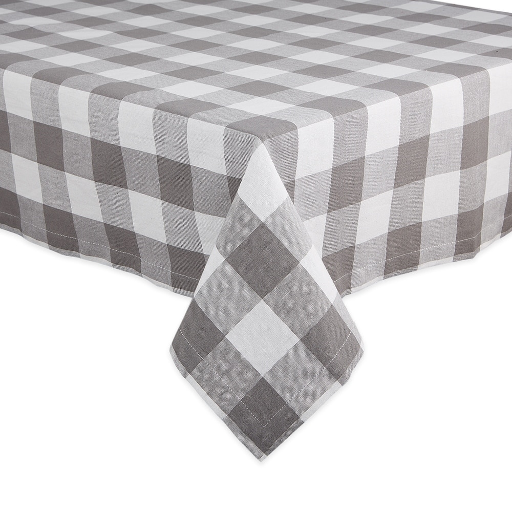 DII Gray & White Buffalo Check Tablecloth
