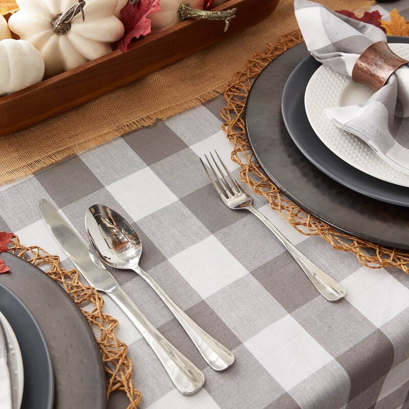 DII Gray & White Buffalo Check Tablecloth