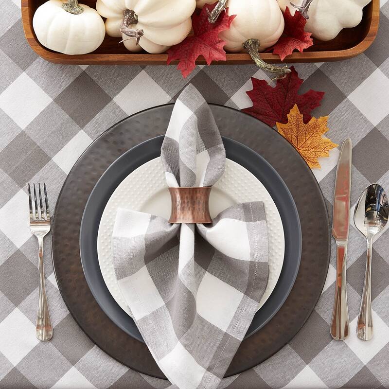 DII Gray & White Buffalo Check Tablecloth
