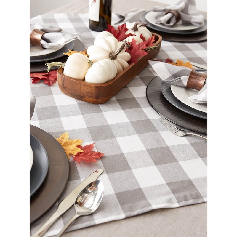 DII Gray & White Buffalo Check Tablecloth