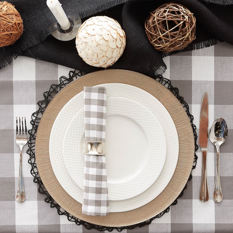 DII Gray & White Buffalo Check Tablecloth